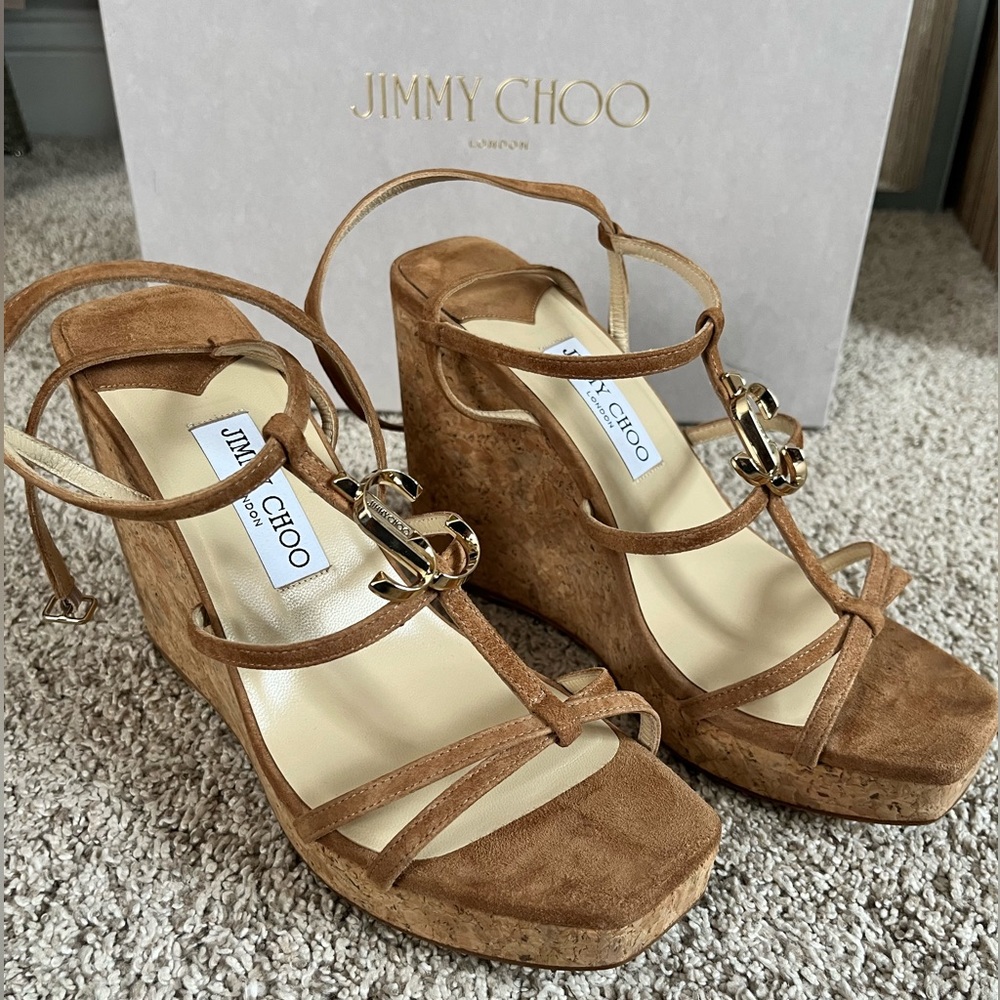 Jimmy Choo JC  Wedge 110 Heel Tan Suede EU 39
